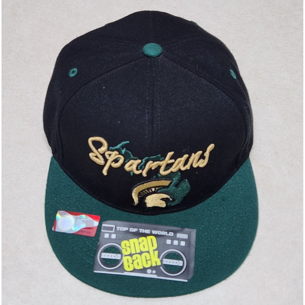 Top of the‎ World Michigan State Spartans Snapback Hat Black Green Mens Cap MSU